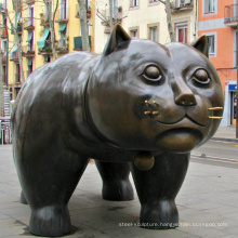 Square decor famous botero abstract bronze fat cat sculpture